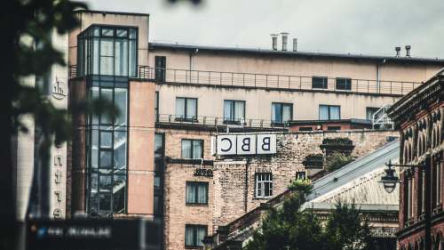 hotel BBC logo on a building during daytime bbc studios in northern ireland